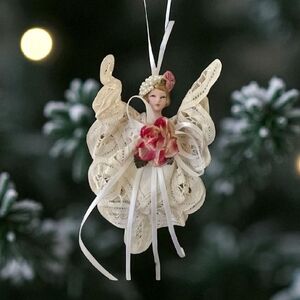 Vintage Lace Angel Christmas Ornament – Elegant Holiday Décor
